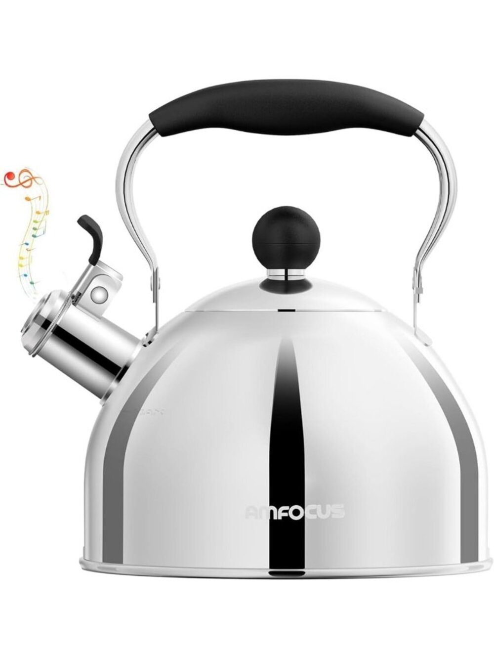 Stainless Steel Whistling Tea Kettle, 2 Quart Stovetop Teapot with Ergonomic